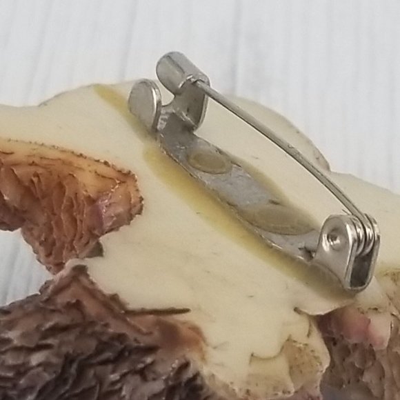 Boyds Bears 90s Vintage Three Bear Heads Brooch Triple Face Resin Pin S24 - Picture 3 of 3